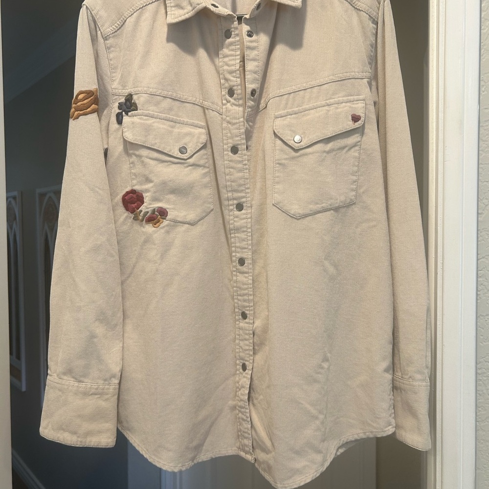 Free People  Embroidered  Snap up shirt